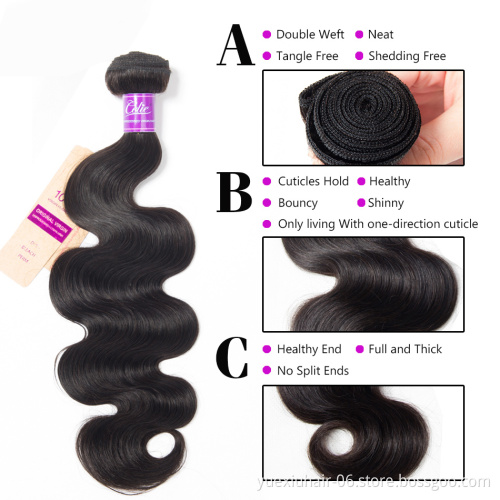 Factory Vendor Virgin Brazilian Human Hair Bundle and Closure Wholesale 100% Human Hair Extension Body Wave Hair Weave Bundle